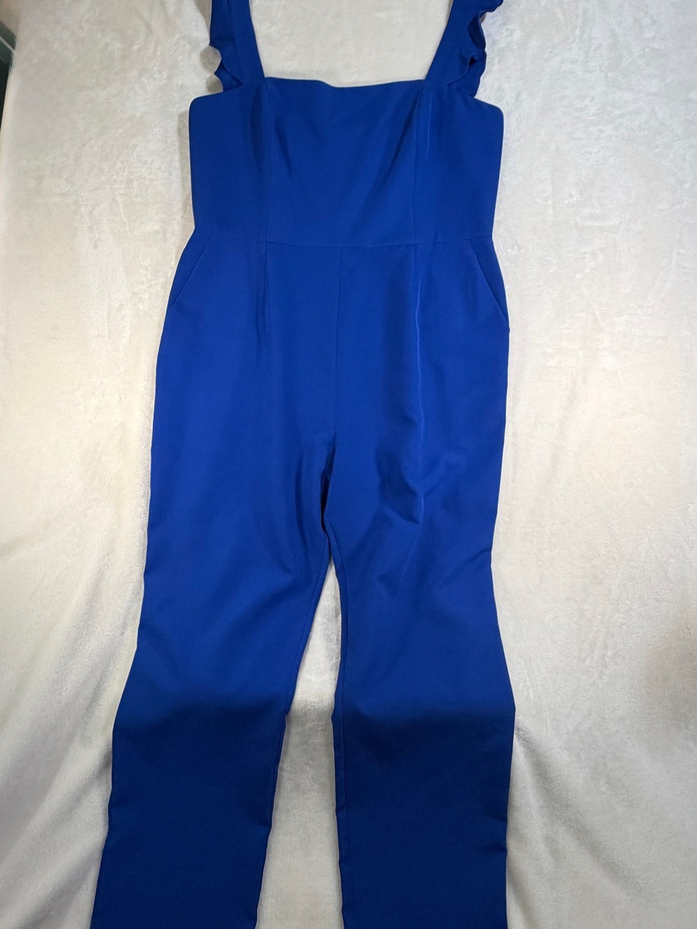 Charles Henry Royal Blue Ruffle Strap Wide Leg Jumpsuit - Size XXL - Picture 3 of 12